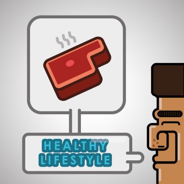 Sağlıklı gıda tasarım. Sağlıklı yaşam simgesi. Düz illüstrasyon