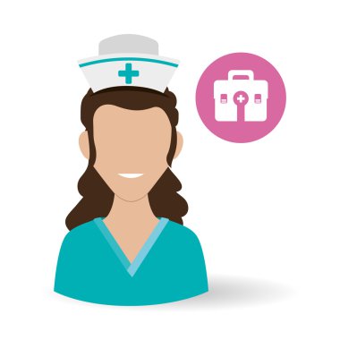 Tıbbi bakım kavramı. Hemşire simgesi. Beyaz arka plan