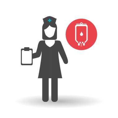 Tıbbi bakım kavramı. Hemşire simgesi. Beyaz arka plan