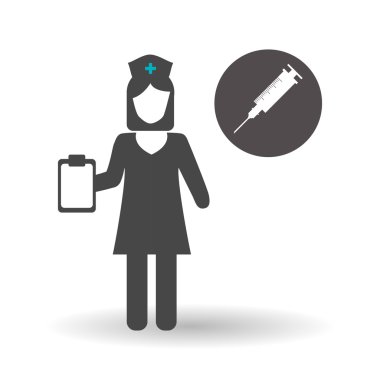 Tıbbi bakım kavramı. Hemşire simgesi. Beyaz arka plan