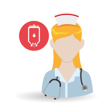 Tıbbi bakım kavramı. Hemşire simgesi. Beyaz arka plan