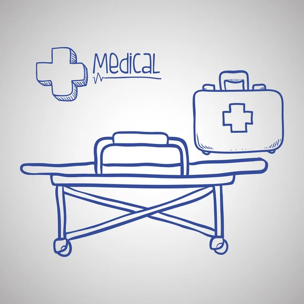 Diseño de atención médica. icono del boceto. Ilustración plana — Vector de stock