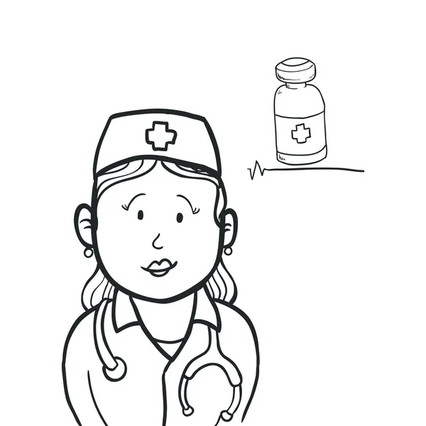 Progettazione di cure mediche. icona dell'infermiera. illustrazione piatta — Vettoriale Stock