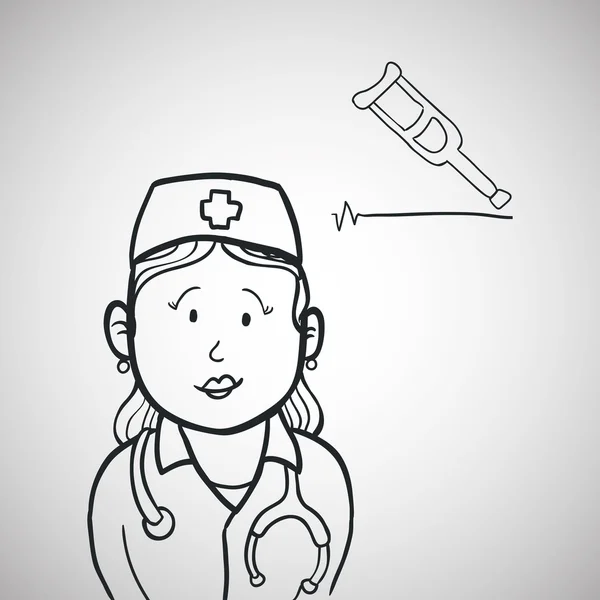 Diseño de atención médica. icono de enfermera. ilustración plana — Vector de stock