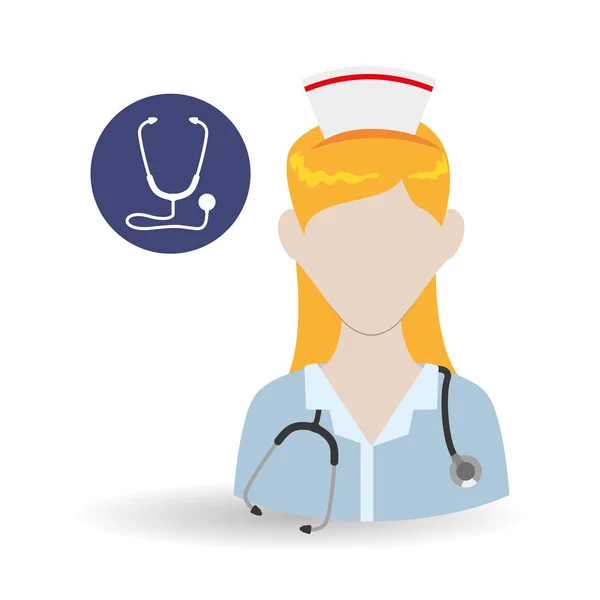Medicinsk vård koncept. Sjuksköterska-ikonen. Vit bakgrund — Stock vektor
