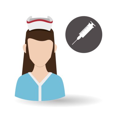 Tıbbi bakım kavramı. Hemşire simgesi. Beyaz arka plan