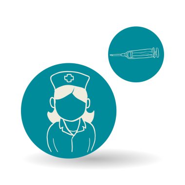 Tıbbi bakım kavramı. Hemşire simgesi. Beyaz arka plan