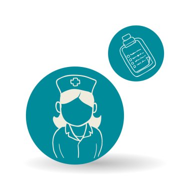 Tıbbi bakım kavramı. Hemşire simgesi. Beyaz arka plan