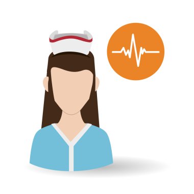 Tıbbi bakım kavramı. Hemşire simgesi. Beyaz arka plan