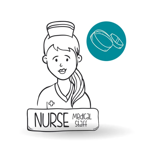 Concept de soins médicaux. Icône infirmière. Fond blanc — Image vectorielle