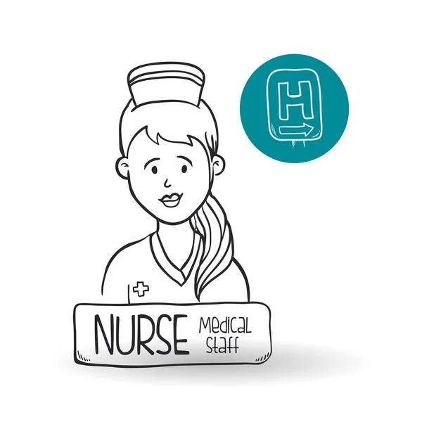 Concepto de atención médica. Icono de enfermera. Fondo blanco — Vector de stock