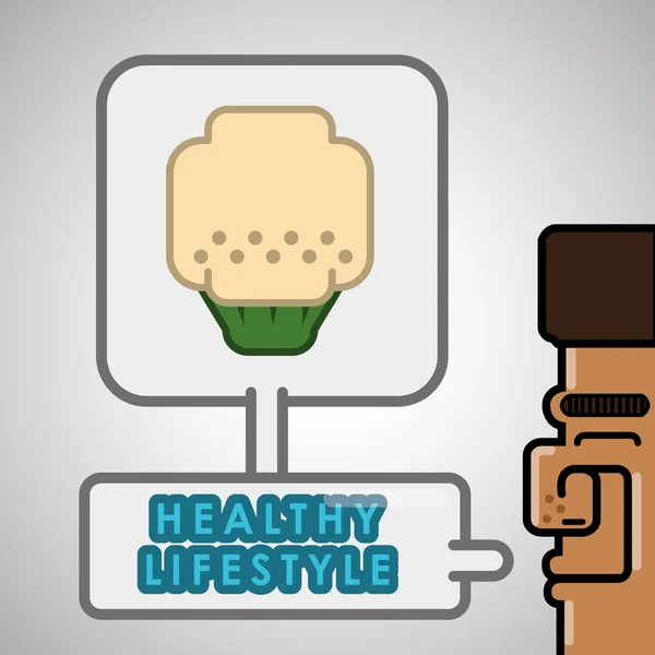 Zdravé jídlo design. Ikona zdravého životního stylu. Plochý ilustrace — Stockový vektor