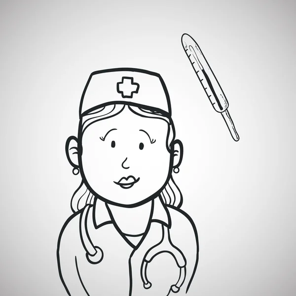 Diseño de atención médica. icono de enfermera. ilustración plana — Vector de stock