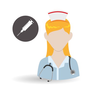 Tıbbi bakım kavramı. Hemşire simgesi. Beyaz arka plan