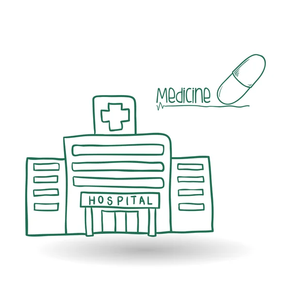 Diseño de atención médica. icono de la atención médica. ilustración de boceto — Vector de stock