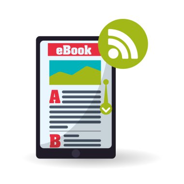 eKitap tasarımı. okuma simgesi. Beyaz arka plan, vektör çizim