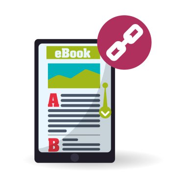 eKitap tasarımı. okuma simgesi. Beyaz arka plan, vektör çizim