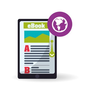 eKitap tasarımı. okuma simgesi. Beyaz arka plan, vektör çizim