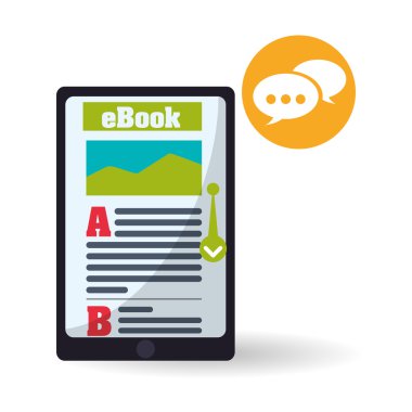 eKitap tasarımı. okuma simgesi. Beyaz arka plan, vektör çizim