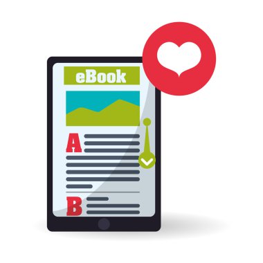 eKitap tasarımı. okuma simgesi. Beyaz arka plan, vektör çizim