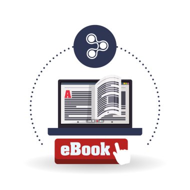 eKitap tasarımı. okuma simgesi. Beyaz arka plan, vektör çizim