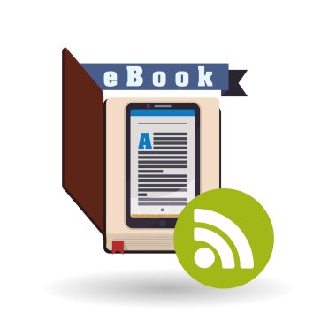 eKitap tasarımı. okuma simgesi. Beyaz arka plan, vektör çizim