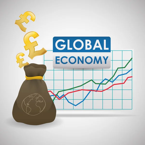 Design der Weltwirtschaft. Geld-Symbol. Vereinzelte Illustration — Stockvektor
