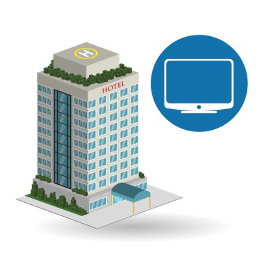 Otel tasarımı. seyahat etmek simge. İllüstrasyon izole ve düz