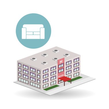 Otel tasarımı. seyahat etmek simge. İllüstrasyon izole ve düz