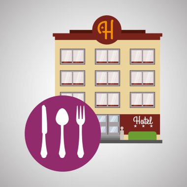 Otel tasarımı. seyahat etmek simge. İllüstrasyon izole ve düz