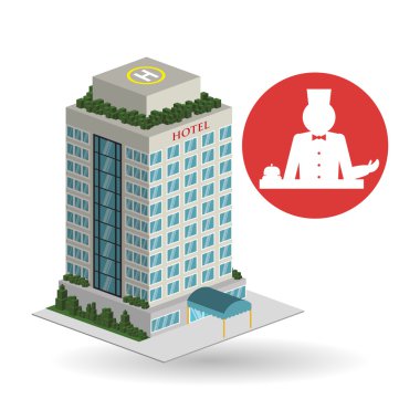 Otel tasarımı. seyahat etmek simge. İllüstrasyon izole ve düz