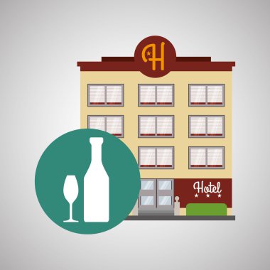 Otel tasarımı. seyahat etmek simge. İllüstrasyon izole ve düz