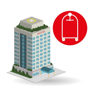 Otel tasarımı. seyahat etmek simge. İllüstrasyon izole ve düz