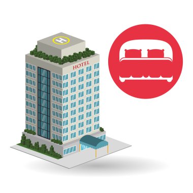 Otel tasarımı. seyahat etmek simge. İllüstrasyon izole ve düz