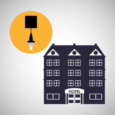 Otel tasarımı. seyahat etmek simge. İllüstrasyon izole ve düz