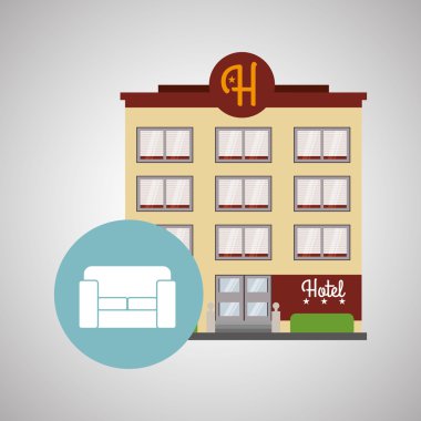 Otel tasarımı. seyahat etmek simge. İllüstrasyon izole ve düz