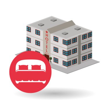 Otel tasarımı. seyahat etmek simge. İllüstrasyon izole ve düz