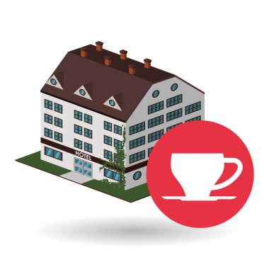 Otel tasarımı. seyahat etmek simge. İllüstrasyon izole ve düz