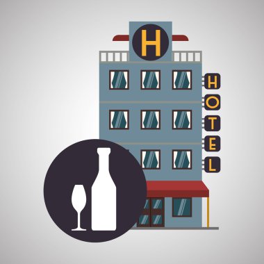 Otel tasarımı. seyahat etmek simge. İllüstrasyon izole ve düz