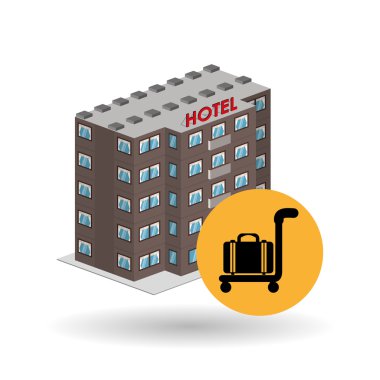 Otel tasarımı. seyahat etmek simge. İllüstrasyon izole ve düz