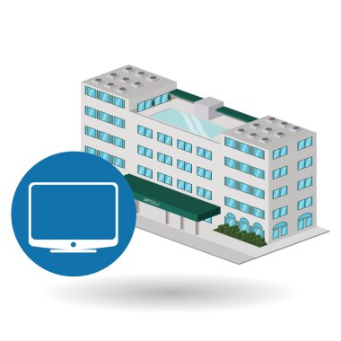 Otel tasarımı. seyahat etmek simge. İllüstrasyon izole ve düz