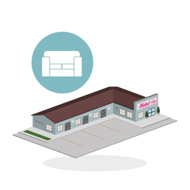 Otel tasarımı. seyahat etmek simge. İllüstrasyon izole ve düz