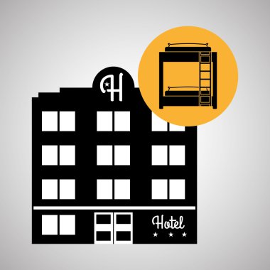 Otel tasarımı. seyahat etmek simge. İllüstrasyon izole ve düz