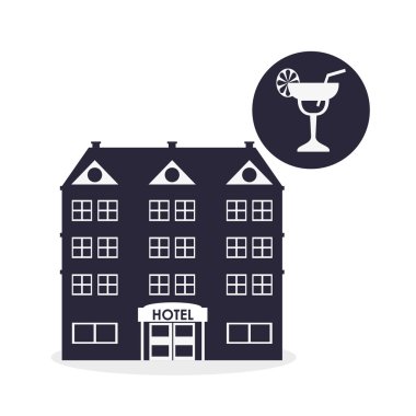 Otel tasarımı. seyahat etmek simge. İllüstrasyon izole ve düz