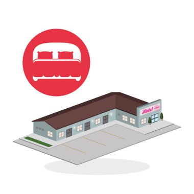 Otel tasarımı. seyahat etmek simge. İllüstrasyon izole ve düz