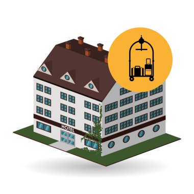 Otel tasarımı. seyahat etmek simge. İllüstrasyon izole ve düz