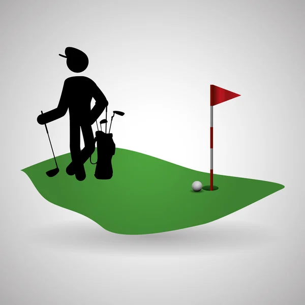 Progettazione golf. Icona dello sport. Illustrazione isolata, vettore modificabile — Vettoriale Stock