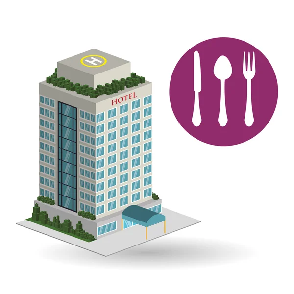 Design van het hotel. reizen-pictogram. Geïsoleerd en vlakke afbeelding — Stockvector