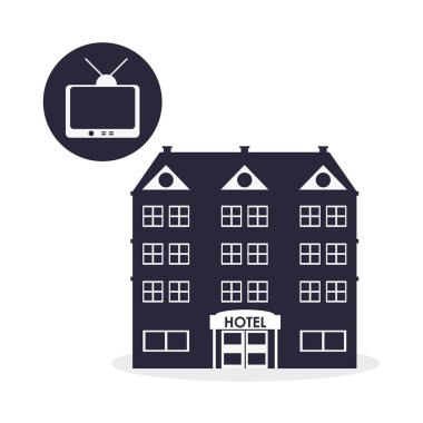 Otel tasarımı. seyahat etmek simge. İllüstrasyon izole ve düz