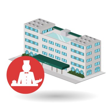 Otel tasarımı. seyahat etmek simge. İllüstrasyon izole ve düz